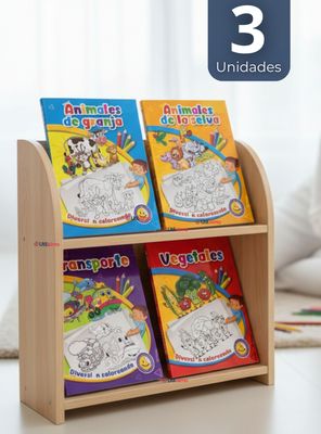 Imagen 1 del producto Pack 3 Libros Para Colorear Pintar Educativo Con Stickers para Niños Diseños Surtidos