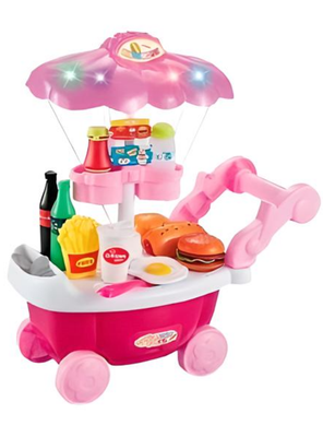 Carrito de Comida Con Accesorios y Luces Para Niña