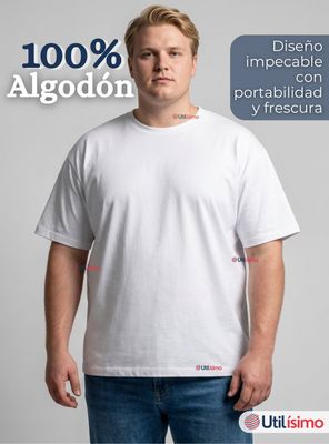 Imagen 2 del producto Pack 6 Camisetas Poleras 100% Algodón Básica Lisa Elástica Hombre Color Blanco