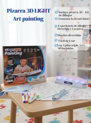 Imagen 2 del producto Pizarra Mágica con Luz Led 3D Niño o Niña con Plantillas de Dibujos