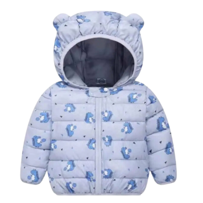 Parka Con Capucha Y Mangas Larga Niña Dinosaurio Azul Jump Kids