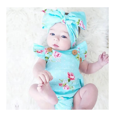 Imagen 2 del producto Body Floreado con Volado y Cinta para Bebé Niña Jump Kids Turquesa