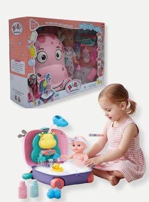 Muñeca Bebe Juguete Niña Con Set Para Baño Con Accesorios