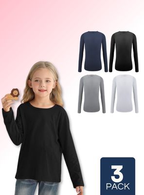 Pack 3 Camisetas Polera Polar Niña Primera Capa Colores Surtidos