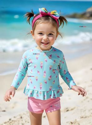 Traje De Baño Manga Larga y Pantalón Corto 2 Piezas Niña de 2 a 7 años Sweet Ice Creams