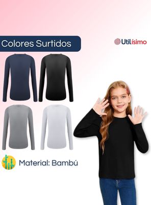 Imagen 2 del producto Pack 6 Camisetas Bambú Primera Capa Invierno Niña Cuello Redondo