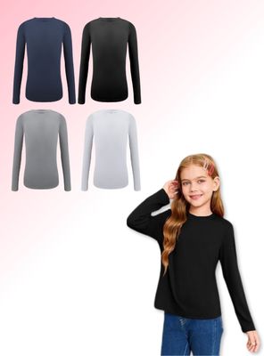 Pack 6 Camisetas Bambú Primera Capa Invierno Niña Cuello Redondo