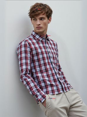 Camisa Huaso Cuadrillé Cuadros Manga Larga Algodón Azul y Blanco Casual