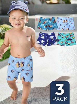 Pack 3 Shorts De Playa Para Niños Traje De Baño Pantalón Corto Diseños Surtidos