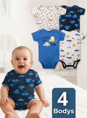 Pack 4 Bodys Niño Manga Corta Tedmimak 100% Algodón Ready Fun