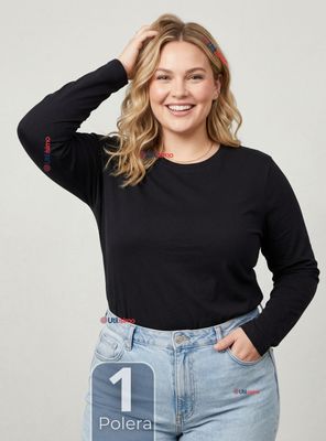 Imagen 1 del producto Camiseta Polera Polar Primera Capa Color Negro Manga Larga Mujer