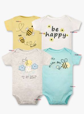 Pack 4 Bodys Niñas Manga Corta Tedmimak 100% Algodón Little bee