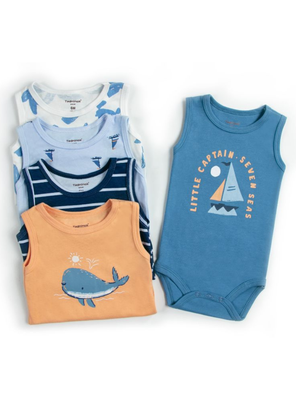 Imagen 2 del producto Pack 5 Bodys Niño Sin Manga Tedmimak 100% Algodón Azul Marinero