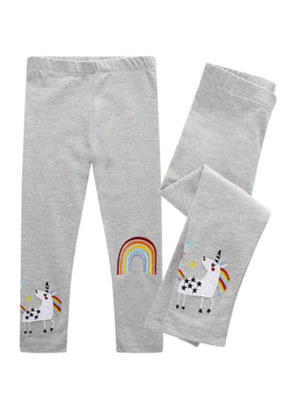 Calzas Niña Unicornio Arco Iris Gris Jump Kids 100% Algodón