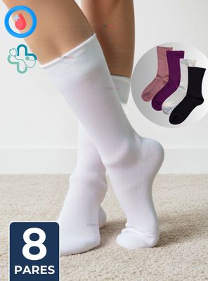 Imagen 2 del producto Pack 8 Pares Calcetines Largos Diabético Costuras Planas Bambú Mujer