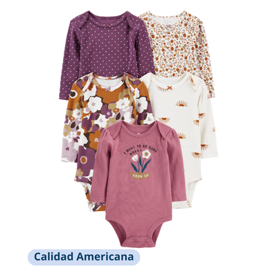 Set 5 Bodies Niña Manga Larga Tedmimak Surtido