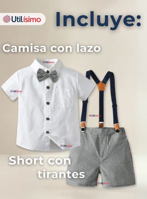 Imagen 2 del producto Conjunto De Vestir Con Tirantes Camisa y Pantalón Corto Algodón Bebé