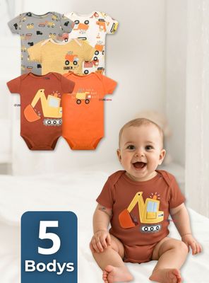 Imagen 1 del producto Pack 5 Bodys Niño Manga Corta Tedmimak 100% Algodón Building Adventures