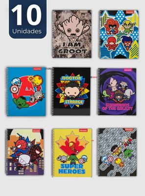 Imagen 1 del producto Pack 10 Cuadernos Universitarios Marvel Heroes de 100 Hojas Proarte Diseño Surtido