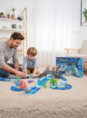 Pista Carreras de Auto Niño Juguete Flexible Acuático 183 Piezas