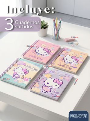 Imagen 2 del producto Pack 3 Cuadernos Universitario Hello Kitty de 150 Hojas Tapa Gruesa Proarte Diseños Surtidos