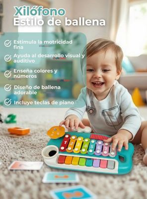 Imagen 2 del producto Juguete Xilófono Piano 5 en 1 Bebé Niña Niño Interactivo Notas Multicolor
