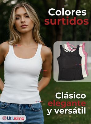 Imagen 2 del producto Camiseta Polera 100% Algodón Básica Lisa Con Espalda Cruzada Mujer Colores Surtidos