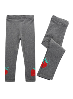 Calzas Niña Fresas Gris Oscuro Jump Kids 100% Algodón
