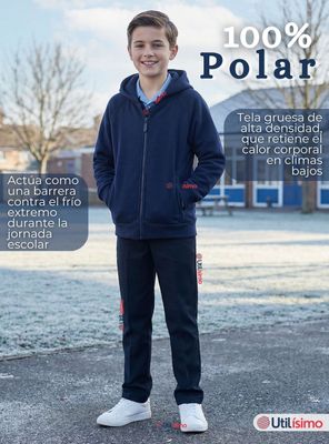 Imagen 2 del producto Polerón Escolar Polar Con Capucha Niño Unisex de Color Azul 5 a 12 años