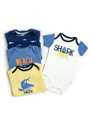 Imagen 2 del producto Pack 4 Bodys Niño Manga Corta Tedmimak 100% Algodón Tiburón Azul