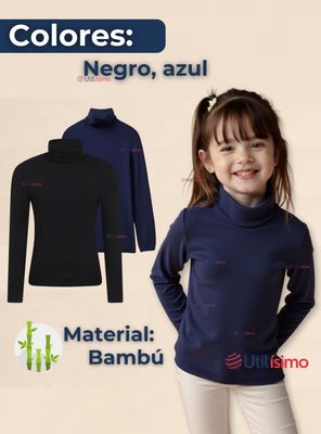 Imagen 2 del producto Camiseta Beatle Bambú Escolar Primera Capa Niña Polera Azul y Negro
