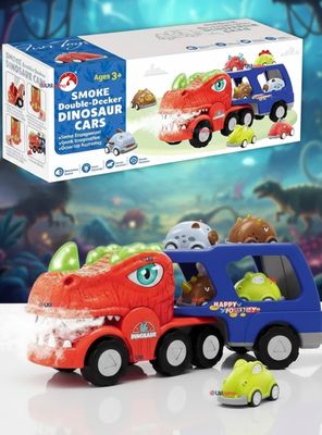 Camión Dinosaurio Con Música Luces y Función de Spray más 8 Mini Coches