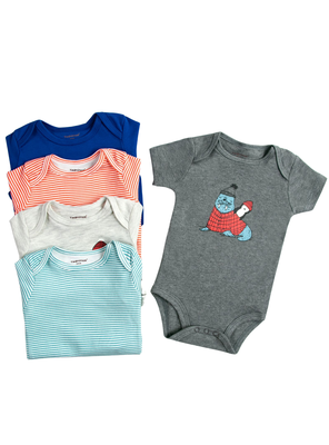 Imagen 2 del producto Pack 4 Bodys Niño Manga Corta Tedmimak 100% Algodón Perros azul