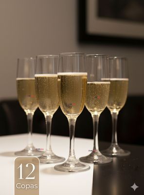 Set de 12 Copas de Champaña Espumante de Vidrio Capacidad 180 ml