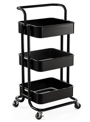 Carrito De Almacenamiento Organizador 3 Niveles Con Ruedas Color Negro
