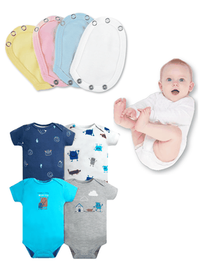 Pack 4 Unidades Extensor Body Bebé +Pack 4 Bodys Manga Corta Blue Monster