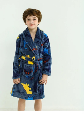 Batas De Baño Con Capucha Y Bolsillos Niño Polar De Dinosaurio