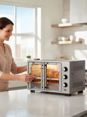 Horno con freidora de aire Oster® de 35 litros, con puertas francesas, TSSTTV35FDMAFNS