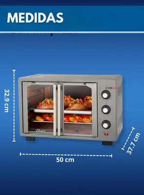 Imagen 2 del producto Horno con freidora de aire Oster® de 35 litros, con puertas francesas, TSSTTV35FDMAFNS