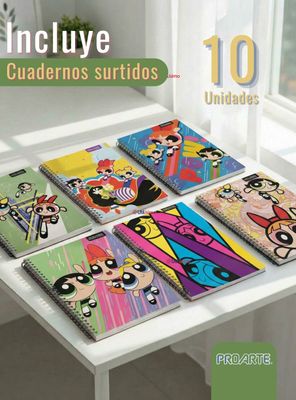 Imagen 2 del producto Pack 10 Cuadernos Universitarios Chicas Superpoderosas 7 mm 100 Hojas Proarte Powerpuff Girls