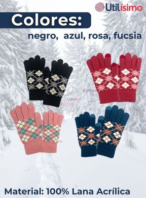 Imagen 2 del producto Guantes 20CM Táctil Lana Acrílica Adulto Colores Surtidos