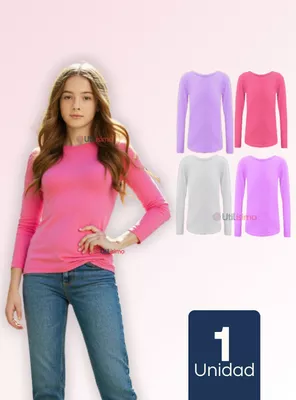 Camiseta Cuello Redondo Polar NIñas Colores Surtidos