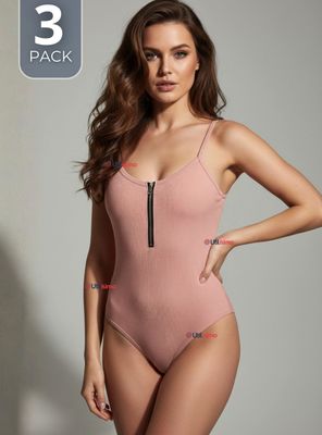 Imagen 1 del producto Pack 3 Bodys Con Cierre Delantero Sin Mangas Ligero Sutil de Colores Surtidos Mujer