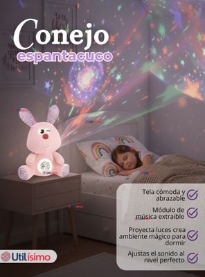 Imagen 2 del producto Peluche Conejo Espantacuco Con Luz, Sonido Para Bebé Niño Niña