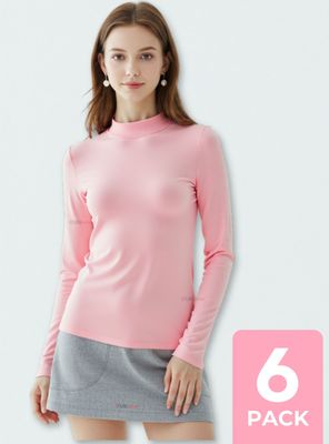 Pack 6 Camiseta Bambú Cuello Beatle Primera Capa Niña Invierno Polera