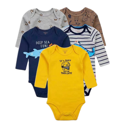 Pack 5 Bodies Manga Larga Tedmimak Algodón Niño