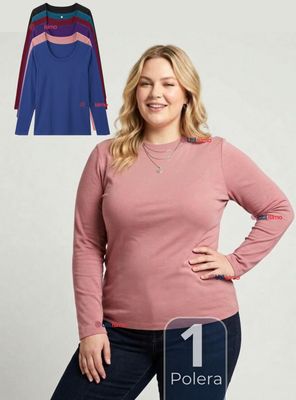 Imagen 1 del producto Camiseta Polera Bambú Primera Capa Mangas Larga Colores Surtidos Mujer