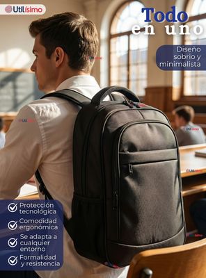 Imagen 2 del producto Mochila Multifuncional Ejecutiva Escolar Viaje Notebook Impermeable Resistente 48cm Negro 25L