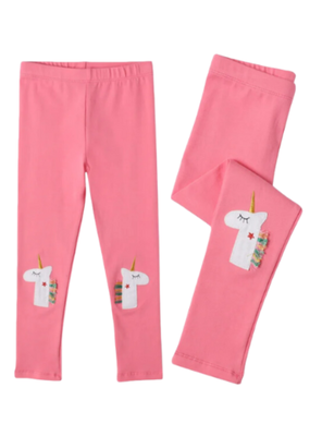 Calzas Niña Unicornio Con Estrella Rosa Oscuro Jump Kids 100% Algodón