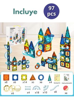 Imagen 2 del producto Juego Bloques De Construcción Magnéticos 3D de 97 Piezas para Niño o Niña